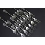 A collection of silver dessert forks, to include; Five by Peter Walsh Dublin 1836, three London