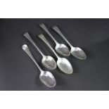 A collection of silver table spoons, to include; A Hanoverian pattern spoon Edward Sawyer