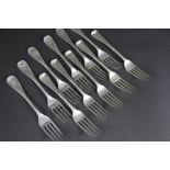 Six silver Old English table forks J Muirhed & Sons, Glasgow 1881, engraved monogram and five