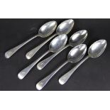 A set of six Old English pattern silver dessert spoons, John Round, Sheffield 1901,