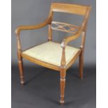 An Edwardian satinwood inlaid mahogany childs chair, of Regency design, on turned legs,