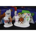 Coalport Characters, The Snowman figure 'Highland Fling', boxed and 'Having A Party' SM65, No.