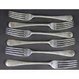 A set of six Old English pattern silver table forks, Josiah Williams & Co, London 1915,