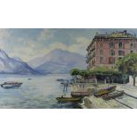 Walter Cecil Horsnell (b.1911) 
Italian lake scene, 
oil on board, 
signed, 
41.