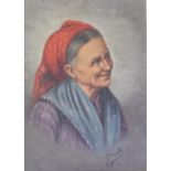 Marontoini,
oil on board,
portrait of a gypsy,
signed,
16cm x 18.