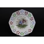 A Staffordshire pearlware Jim Along Josey octagonal nursery plate, 15.