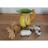 A selection of collectable ceramics to include; three Beswick sheep, a Beswick fawn,