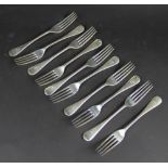 A set of ten Old English pattern silver dessert forks, John Round, Sheffield 1901,