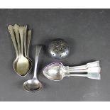 A collection of silver spoons, to include; four fiddle pattern, W W Harrison & Co,