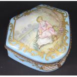 A Sevres porcelain style gilt metal mounted box,