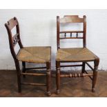 A set of six 19th century beech and ash country kitchen chairs,