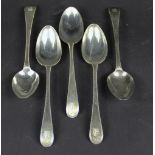 Four George III silver Hanoverian and bead pattern desert spoons, Peter & Ann Bateman,