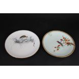 A Royal Worcester plate, finely painted with swallows seated upon cherry blossom,