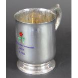 Cricket Interest - a presentation silver and enamel tankard for Lancashire Cricket Champions 1930,