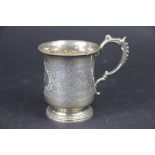 A Victorian silver christening mug Simeon Greenberg, Birmingham 1863, of typical pedestal form,