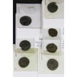 Seven Roman bronze coins, comprising Gallienus, Constantius II, Constantine The Great, Diocletian,