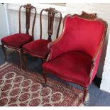 An Edwardian carved mahogany salon tub chair,