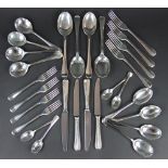 A silver canteen of Hanoverian pattern cutlery,