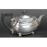 A silver teapot, W & C Sissons, Sheffield 1928, of low rectangular form,