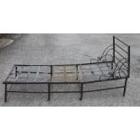 A Victorian wrought iron folding Drovers Bed or Butler's Pantry bed,