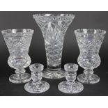 A pair of Waterford Crystal clear thistle shaped vases, 18.
