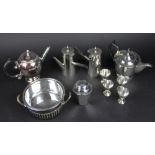 A collection of silver plate, to include; An Asprey & Co a pair of conical cafe au lait pots,