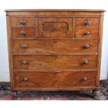 A William IV mahogany chest, with four drawers above three long drawers, on turned feet,