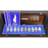 A set of ten 'The Queen's Beasts' silver medallions of navette shape,