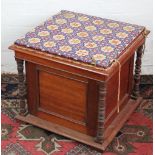 A Victorian mahogany ottoman, with tapestry top, on plinth base,