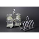 A Hukin and Heath double glass conserve jar and stand,