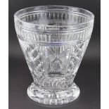 A large Waterford crystal glass vase, decorated with a heart, bow, butterfly,