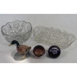A cut glass bowl and tray, early 20th century,