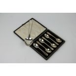 A cased set of six silver tea spoons, London,