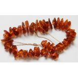 An amber bead necklace