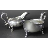 A pair of silver sauce boats Goldsmiths & Silversmiths & Co Ltd, London 1902, each of low,