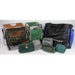 A Shakespeare anglers bag / stool; a Crane anglers bag / stool; a Senas fishing bag;