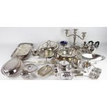 A collection of silver plated wares, to include two entree dishes and covers,