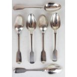 A set of six Victorian fiddle pattern silver table spoons, Charles Lias, London, 1839, 12.