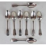 Eight Victorian fiddle pattern silver dessert spoons, Robert Wallis, London, 1848,