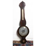 A mahogany wheel barometer, with later engraved brass presentation plate to Joseph Pennington below,