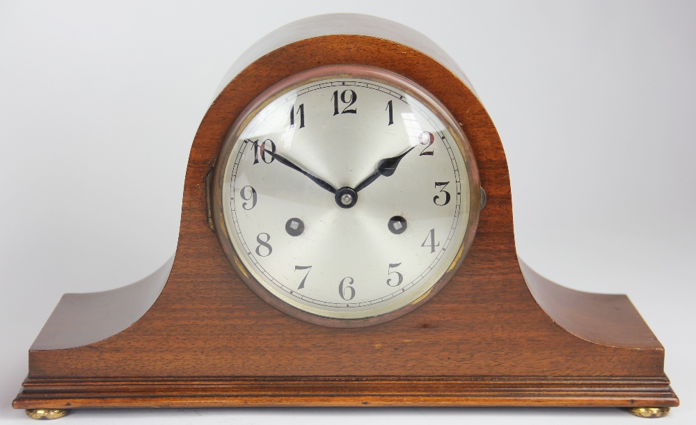 A late 19th century walnut and slate eight day mantel clock, - Image 2 of 4