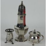 A silver sugar caster Carrington & Co London 1937, of traditional pedestal form,