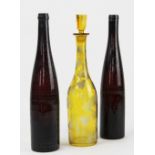 A pair of 19th century stipple engraved folk art bottles, possibly Irish,