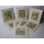 After Randolph Caldecott,
set of eight colour prints / book plates,
The Three Jovial Huntsmen,