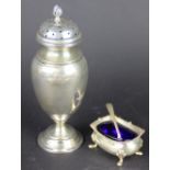 A silver sugar caster, Maxfield & Sons Ltd, Sheffield 1908, of plain baluster,