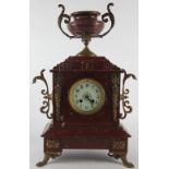 A Victorian rouge marble eight day mantel clock,