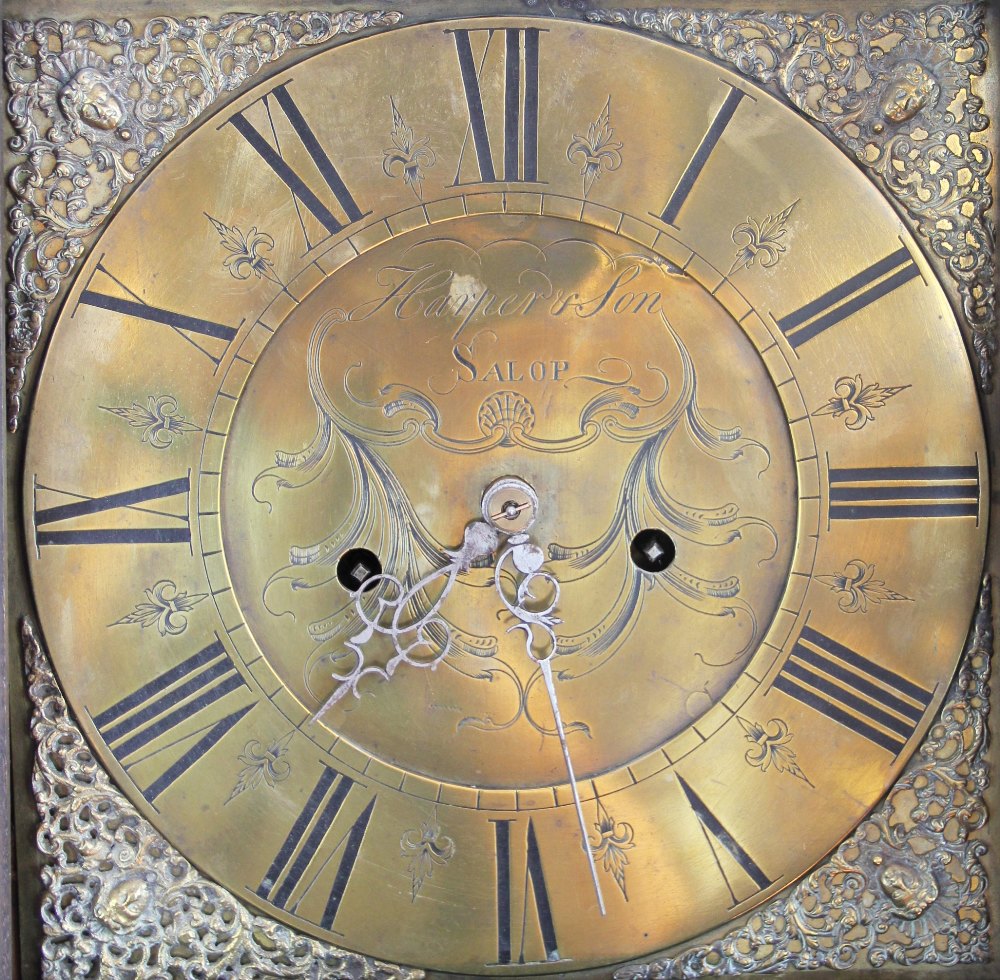 A George III oak and mahogany eight day longcase clock by Harper and Son of Shrewsbury, brass - Image 2 of 3