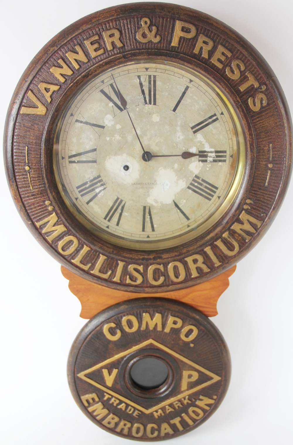 An American advertising drop dial wall clock,