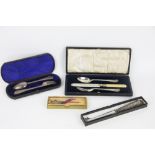 A Victorian christening silver fork and spoon, in leather case, London,