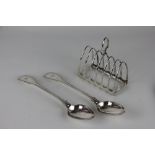 A Walker & Hall silver plated six division toast rack,